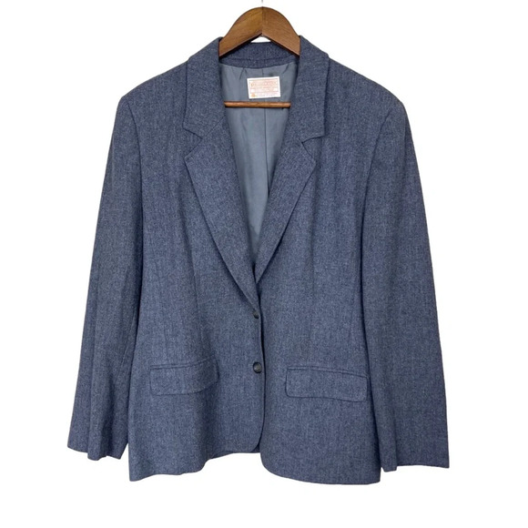 Vintage Pendleton 100% Virgin Wool Gray Blazer Jacket - Picture 1 of 7